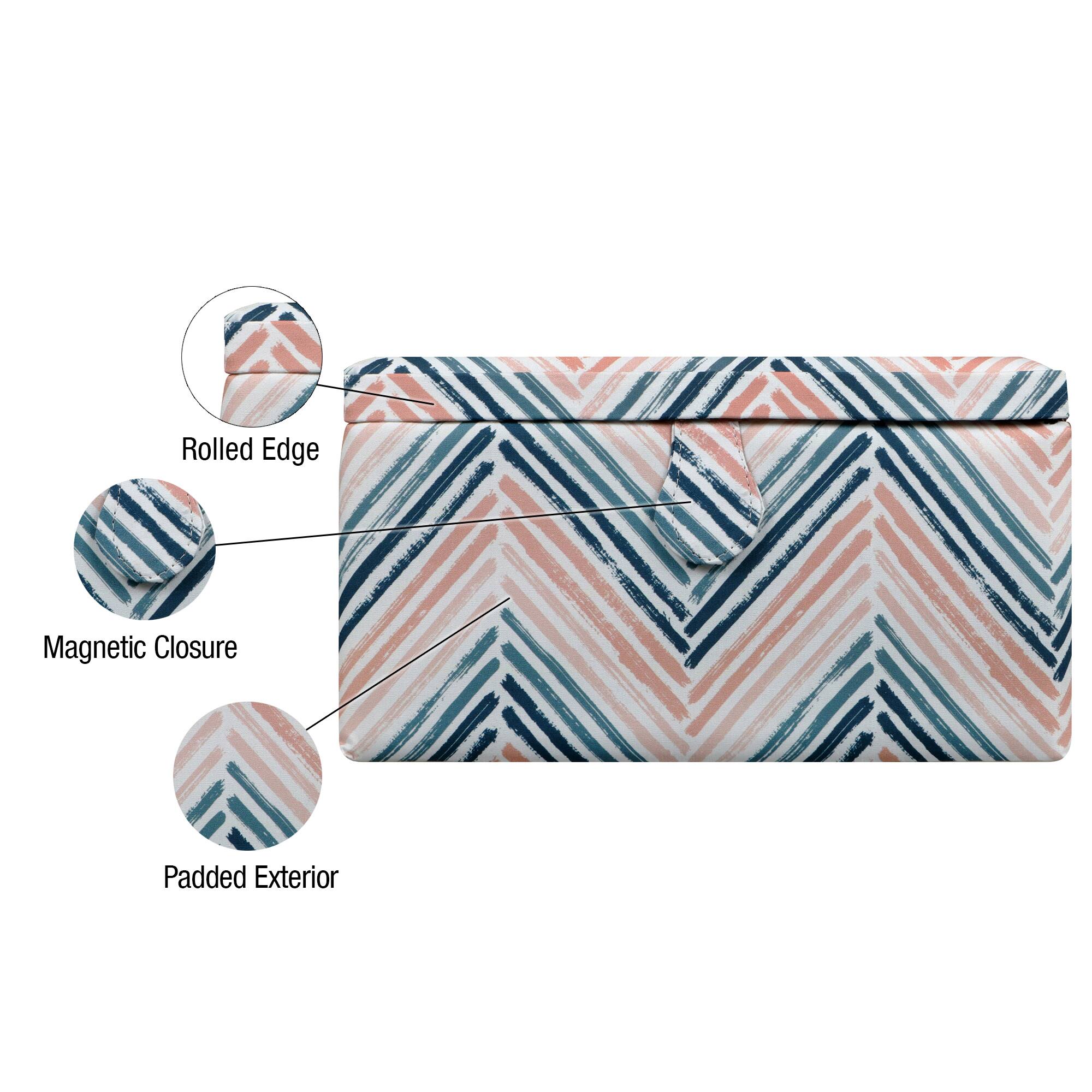 SINGER® Large Teal Zig Zag Print Premium Sewing Basket with Sew Kit